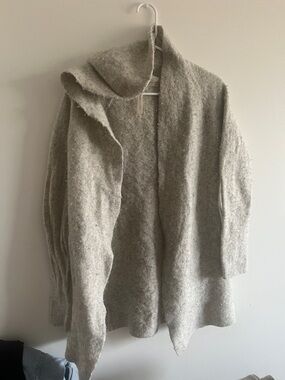 Babaton Heathered Gray Open-Front Wool Blend Cardigan